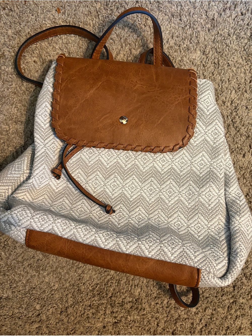Jen& Co Boutique Tan & Cream Backpack Tote